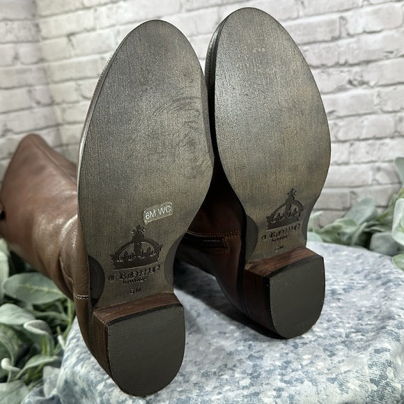 Crown Vintage Aubrie Leather Cognac Round Toe 16.5” Tall Dress Boots WMS 6M✨VGUC - Picture 10 of 16